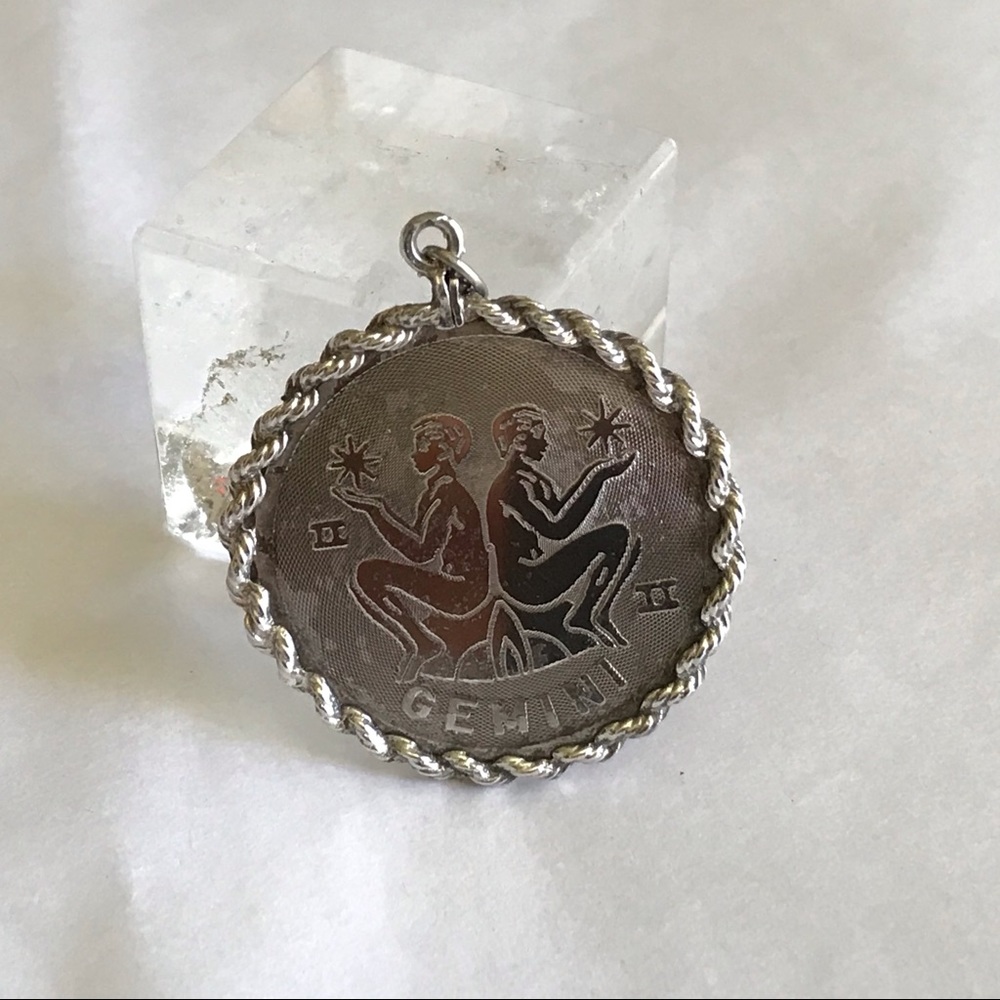 Gemini Astrology Circle Sterling Silver 1 1/2”